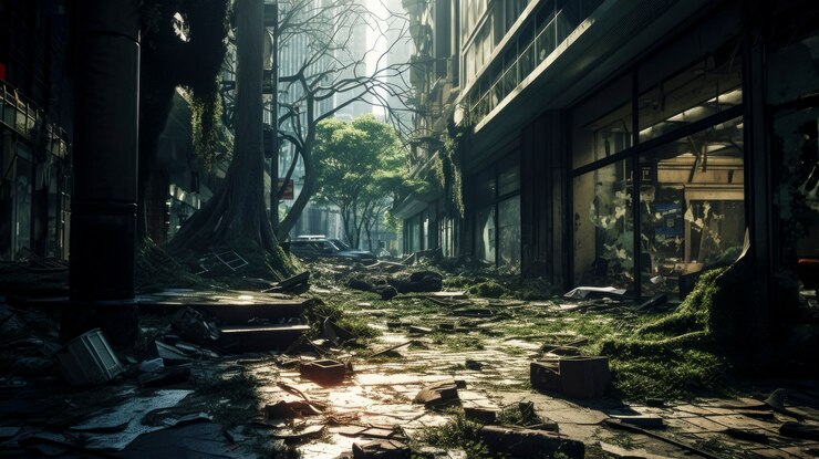 Free Photo darkly atmospheric retail environment rendering