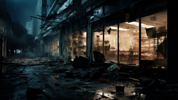 Darkly atmospheric retail environment rendering