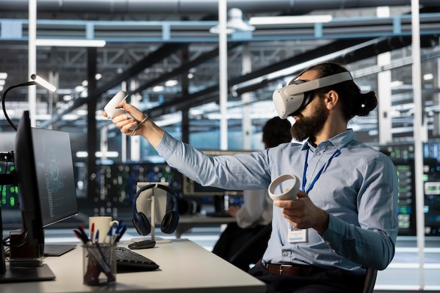 data center programmer using virtual reality to setup machine learning systems