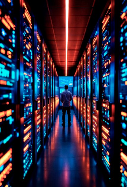 data center with a man