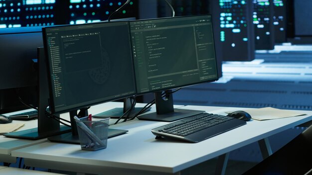 data center workspace with networking systems installed
