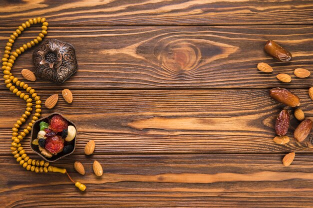 Dates fruit with nuts and beads 