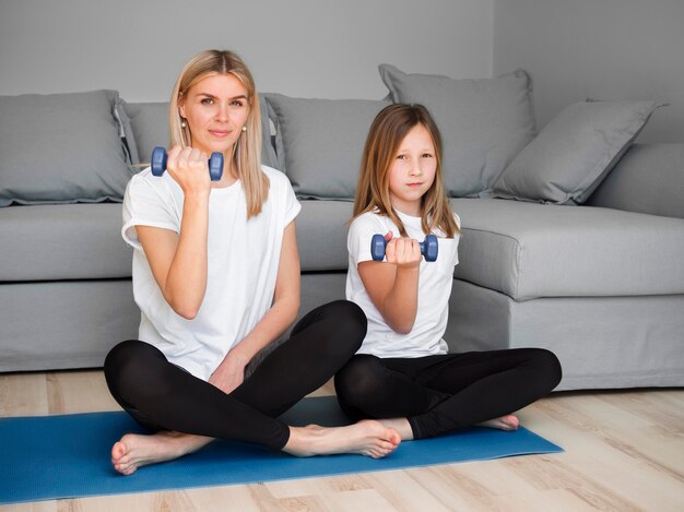 Daughter and mom sport practice