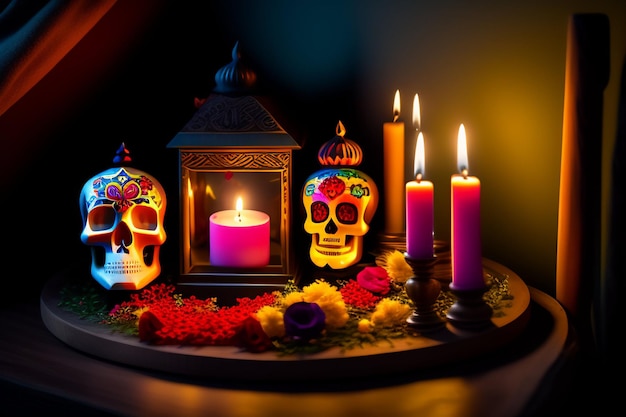 Day of the dead skull candles and candles