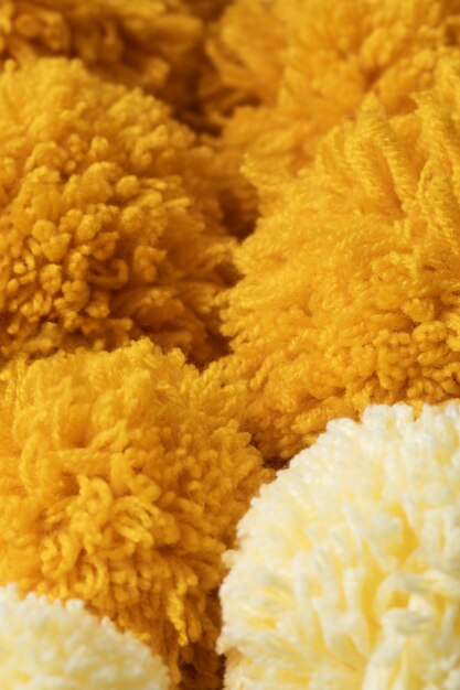 Decirative pom poms close up detail