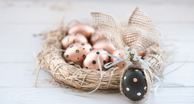 Decorated Easter eggs in black