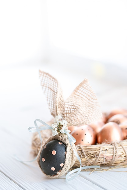 Decorated Easter eggs in black