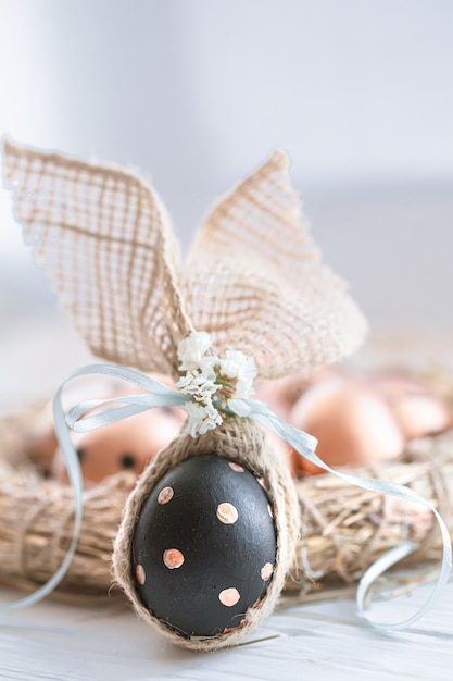 Decorated Easter eggs in black