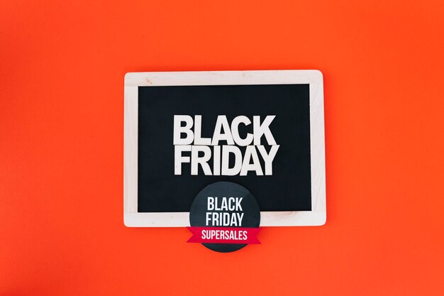 Decoration for black friday with label on slate