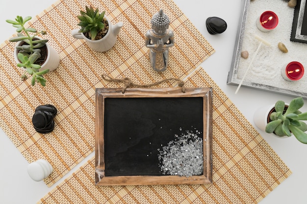 Free photo decoration with chalkboard and salt