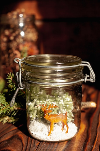 Decoration with jar and deer toy
