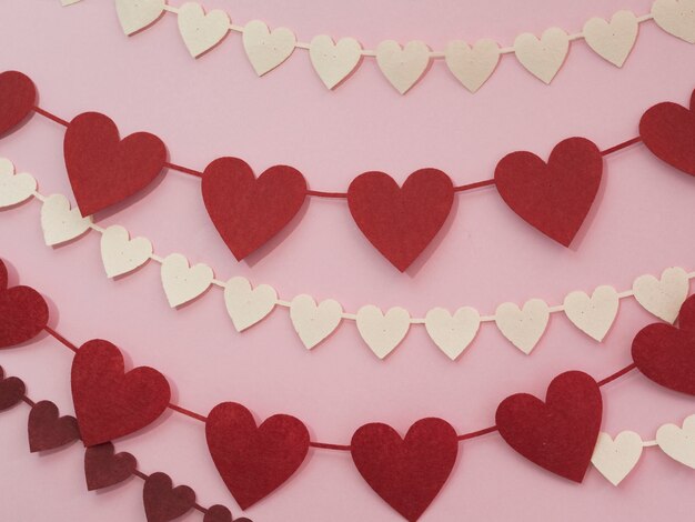 Decorations made of red and white hearts