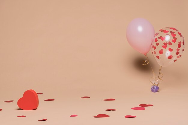 Decorative balloons with heart figures