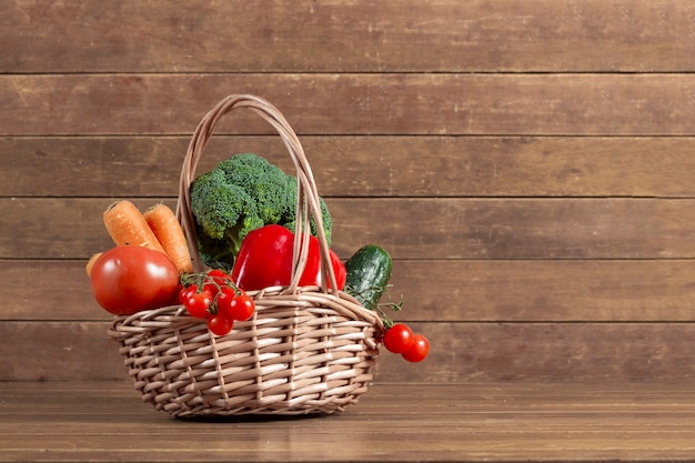 Decorative basket with fresh vegetables