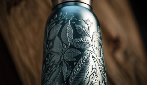 Decorative bottle showcases abstract ornate floral design generative AI