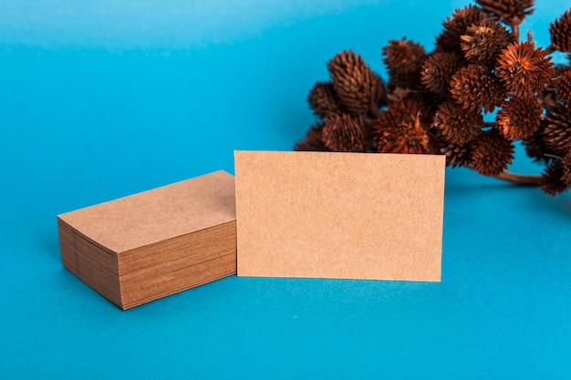 Decorative cardboard business card mockup