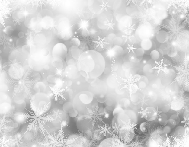 Декоративный новогодний фон со снежинками и звездами