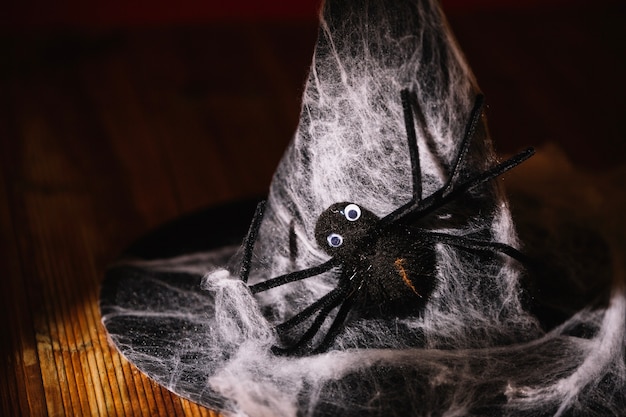 Decorative cobweb on hat