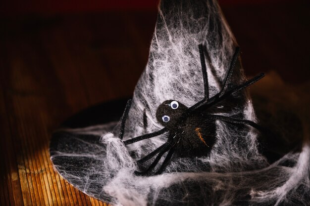 Decorative cobweb on hat