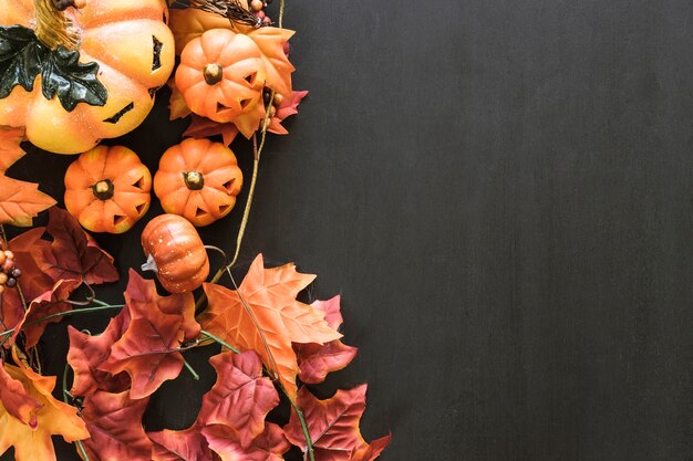 Decorative composition for halloween with leaves