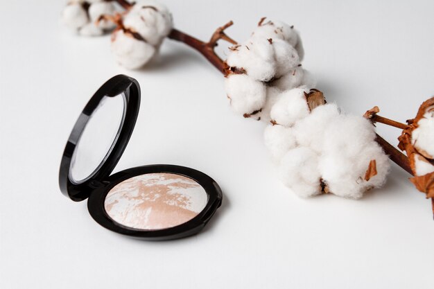 Decorative cosmetics on white surface