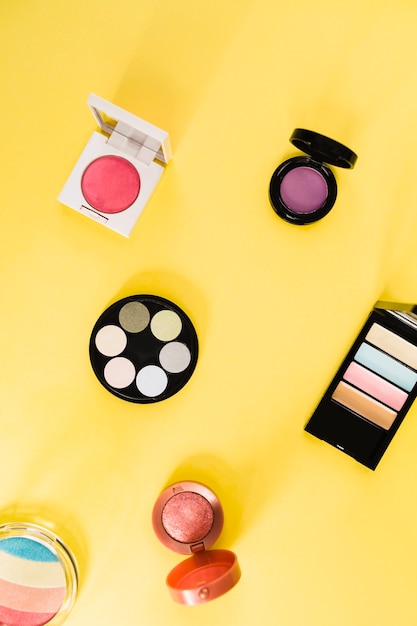 Decorative cosmetics on yellow