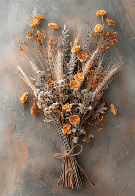 Decorative dreamy arrangement with dried flowers
