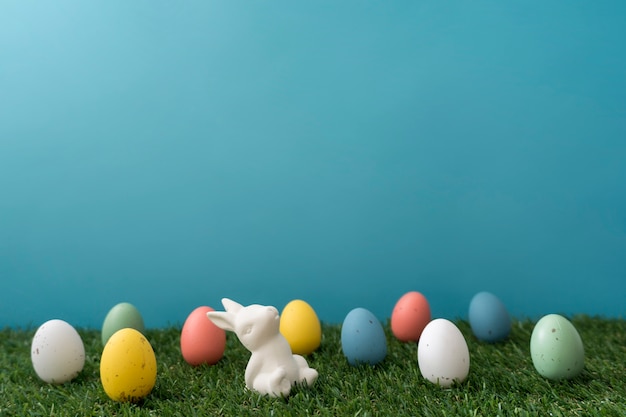 Decorative eggs with rabbit for easter day