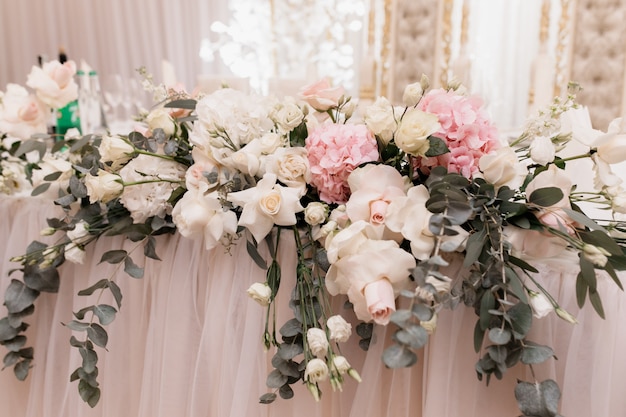 Decorative floral composition on the table