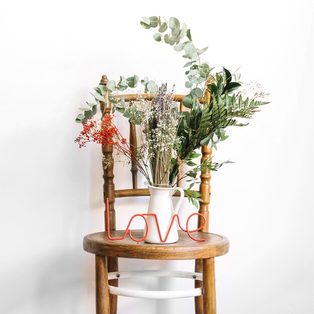 Decorative plants on chair