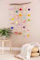 Free photo decorative pom poms used for decorations around the house