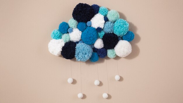 Decorative pom poms used for decorations around the house