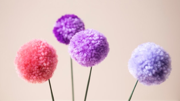 Decorative pom poms used for decorations around the house