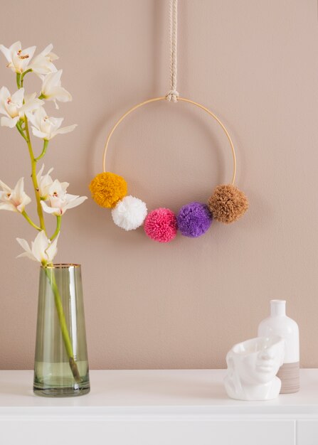 Decorative pom poms used for decorations around the house