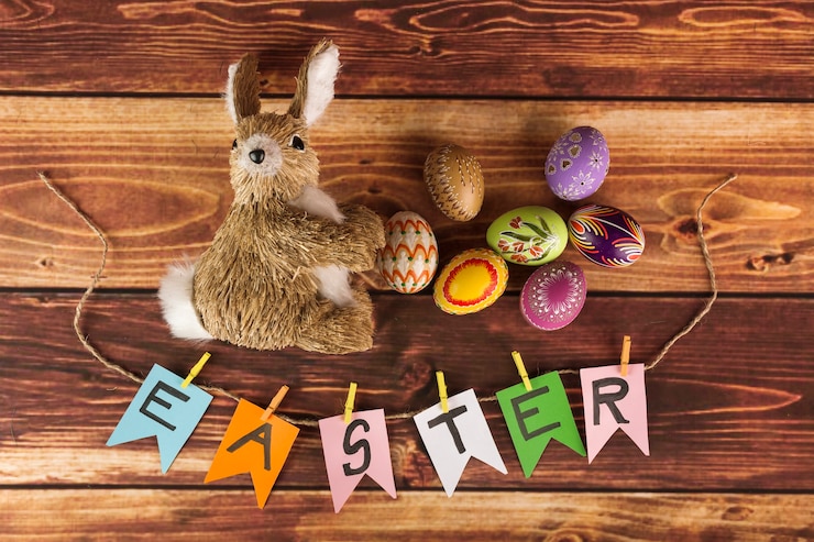 Free Photo decorative rabbit in easter composition