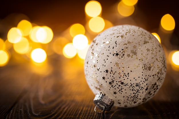 Decorative shiny bauble in lights