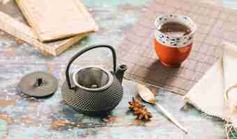 Free photo decorative tea still life