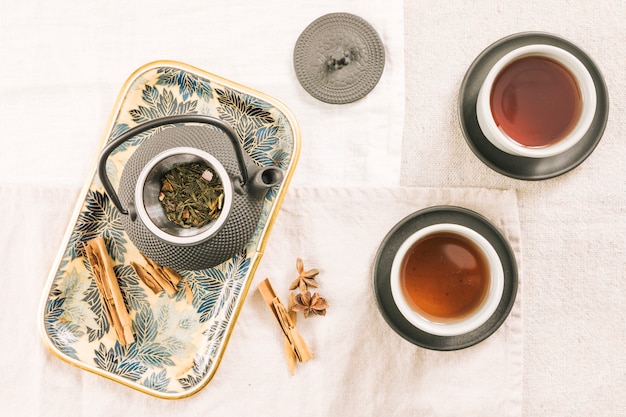 Free photo decorative tea still life