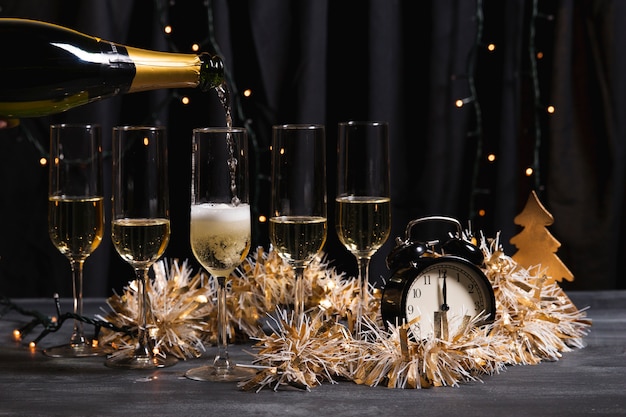 Decorative welcoming party with champagne