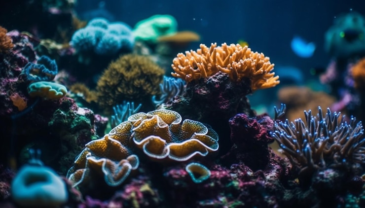 Free Photo deep below aquatic animals swim in motion generated by ai