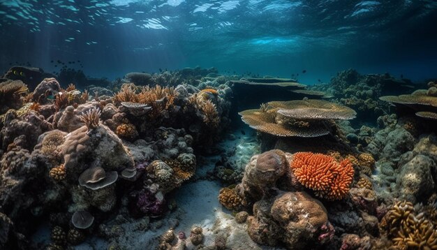 AIが生成するサンゴ礁の深部水上アドベンチャー