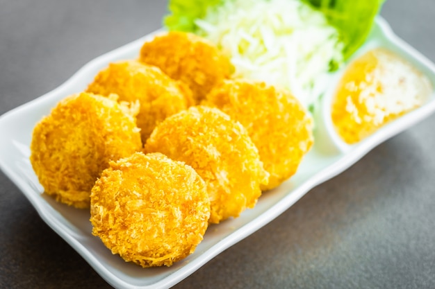 Deep fried shrimp cake or ball with vegetable