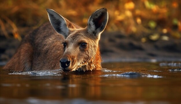 Deer in forest close up portrait tranquil scene generated by AI