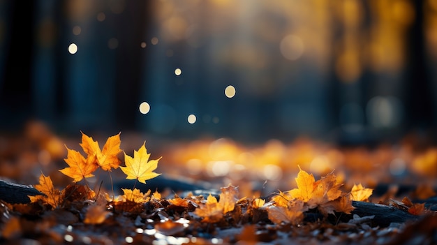 Free photo defocused dry autumn leaves in nature