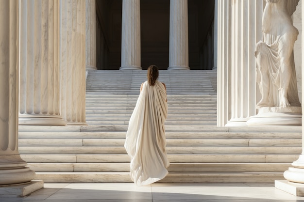 Free photo deity in ancient greek temple