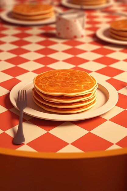 Delicious 3d pancakes still life