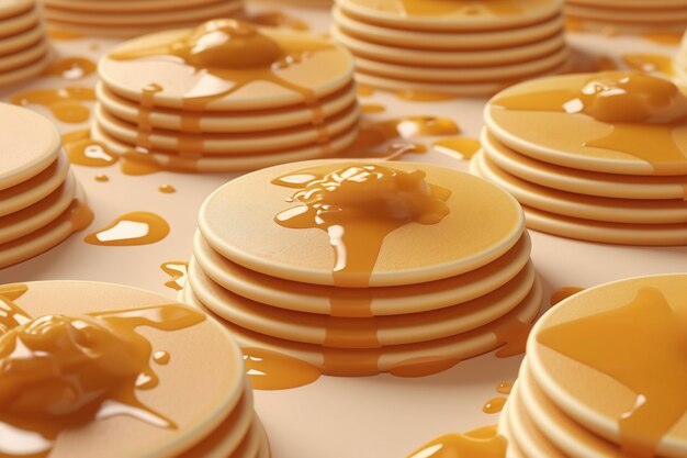 Delicious 3d pancakes still life