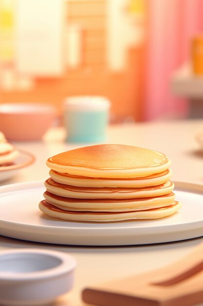 Delicious 3d pancakes still life