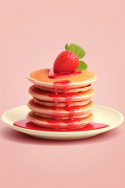 Delicious 3d pancakes still life