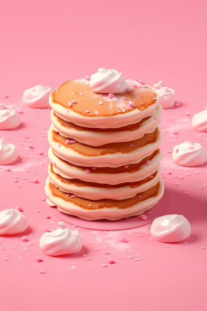 무료 사진 맛있는 3d 팬케이크, 여전히 생명